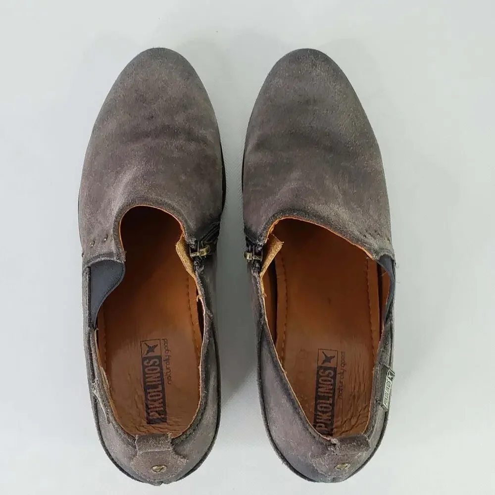 Pikolinos Baqueira Suede Ankle Boots Size EU 41 US 10 Gray Side Zip